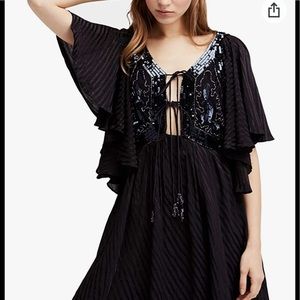 Free People Moonglow sequin black mini dress Sz S